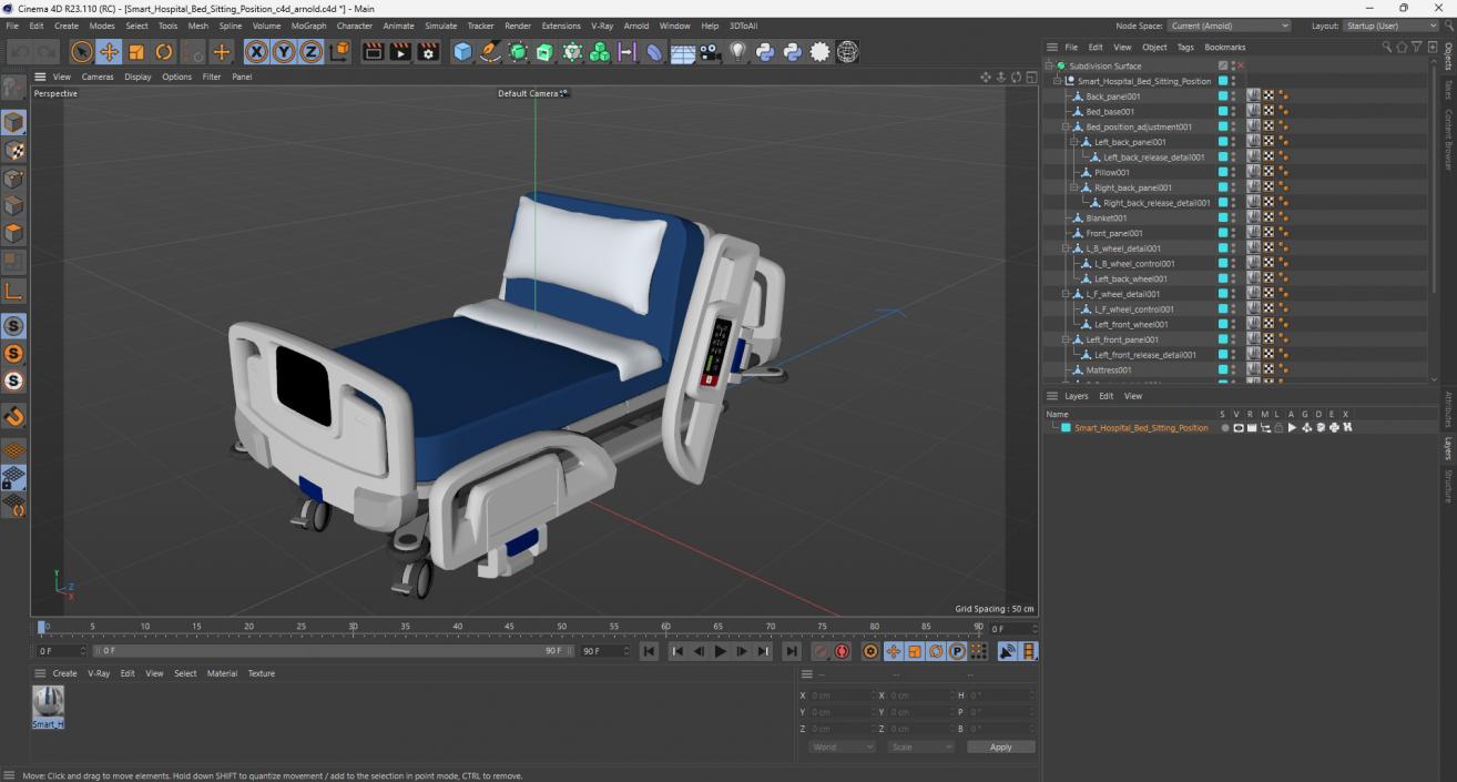 Smart Hospital Bed Sitting Position 2 3D