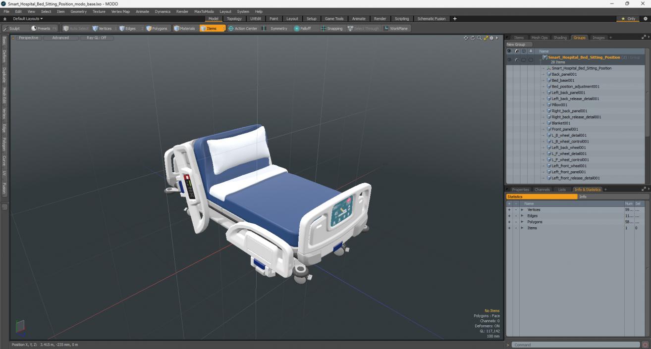 Smart Hospital Bed Sitting Position 2 3D