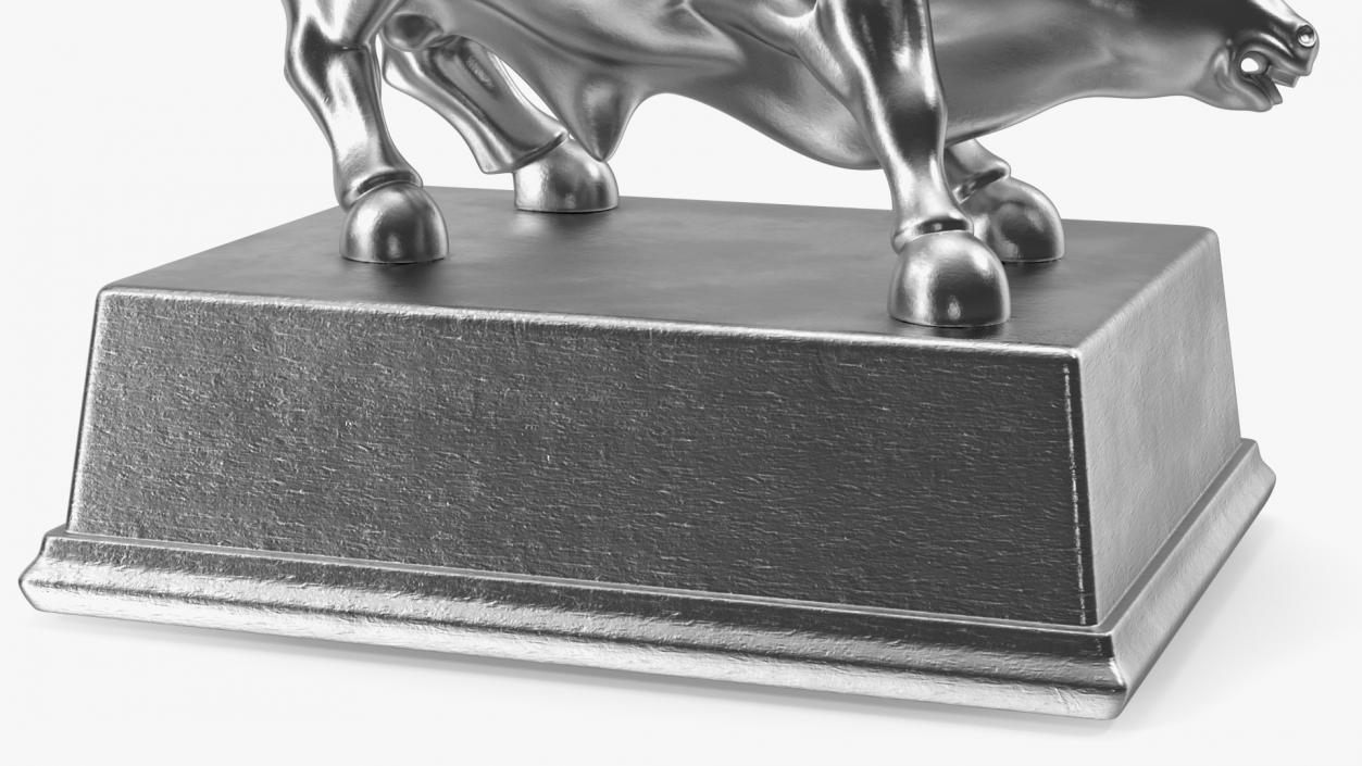 3D model Silver Wall Street Bull on Pedestal