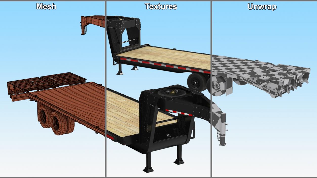 3D Gooseneck Hauler Pickup Trailer