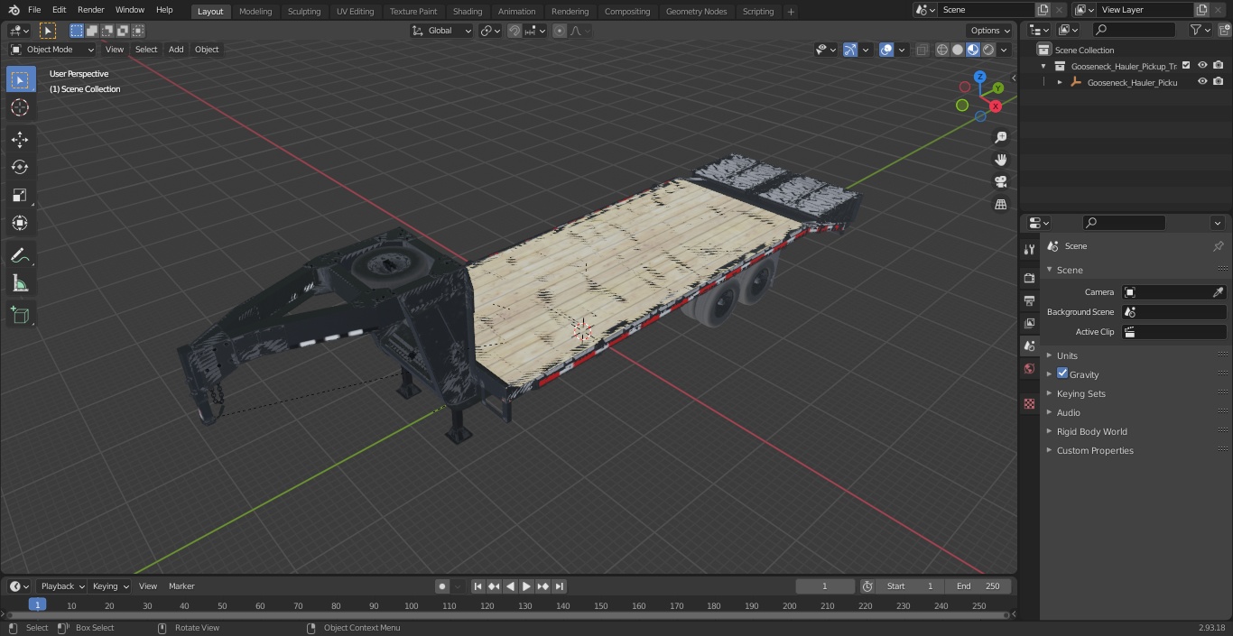 3D Gooseneck Hauler Pickup Trailer