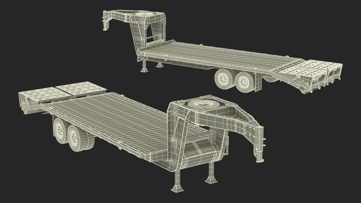 3D Gooseneck Hauler Pickup Trailer