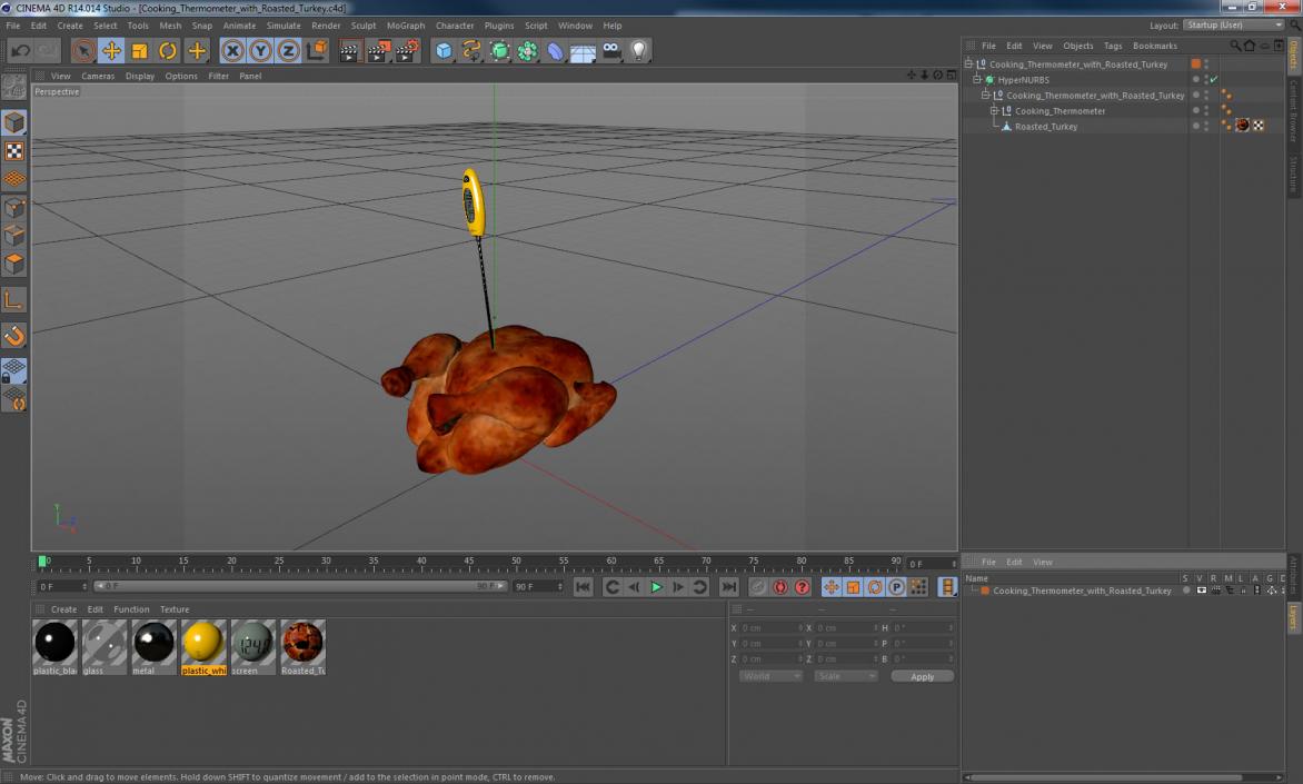 Cooking Thermometer with Roasted Turkey 3D model