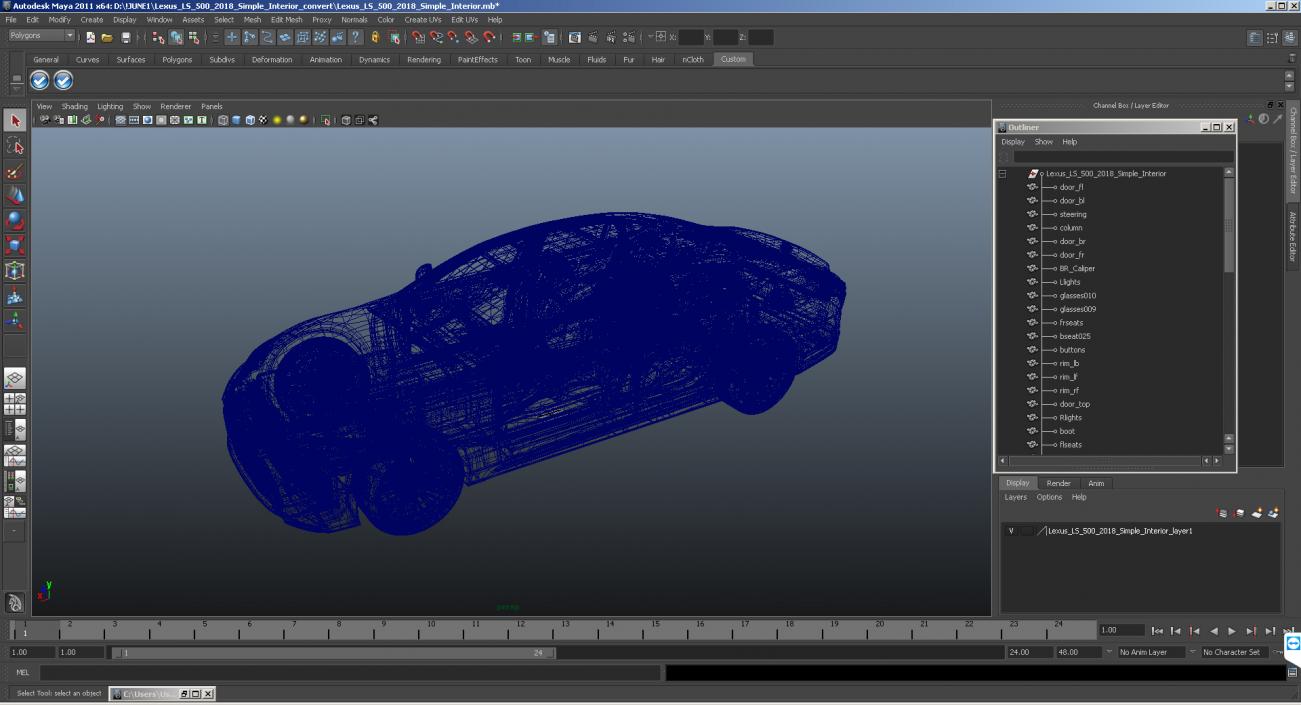 3D Lexus LS 500 2018 Simple Interior model