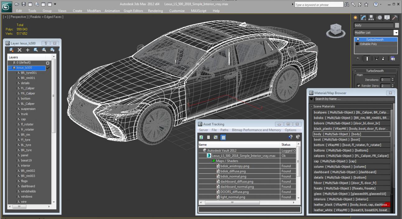 3D Lexus LS 500 2018 Simple Interior model