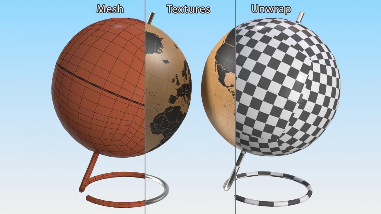 3D World Travel Cork Globe model