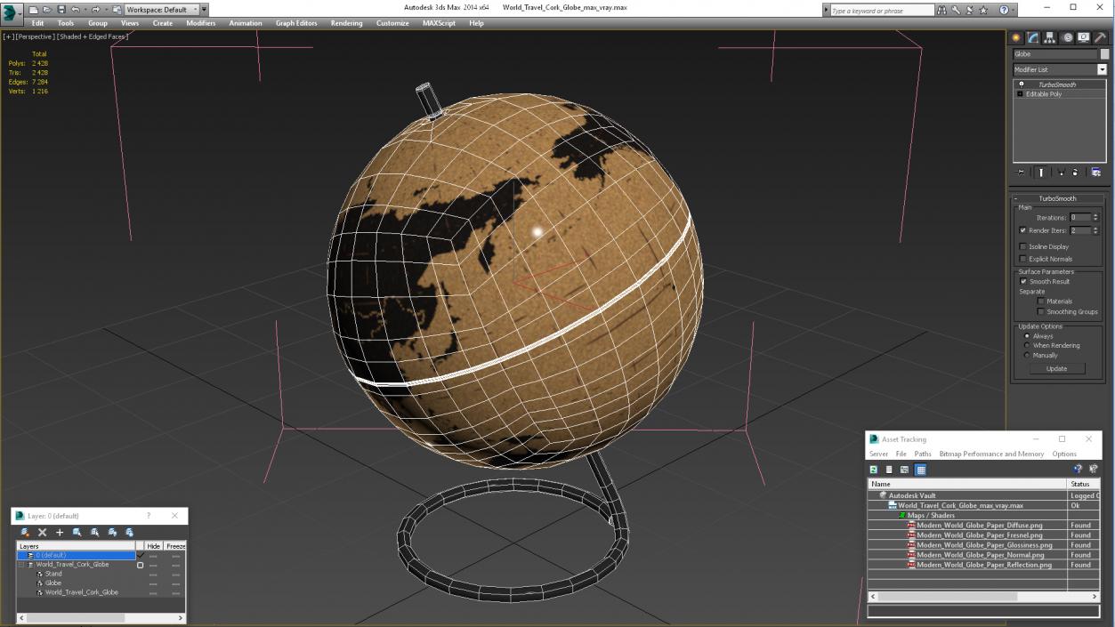 3D World Travel Cork Globe model