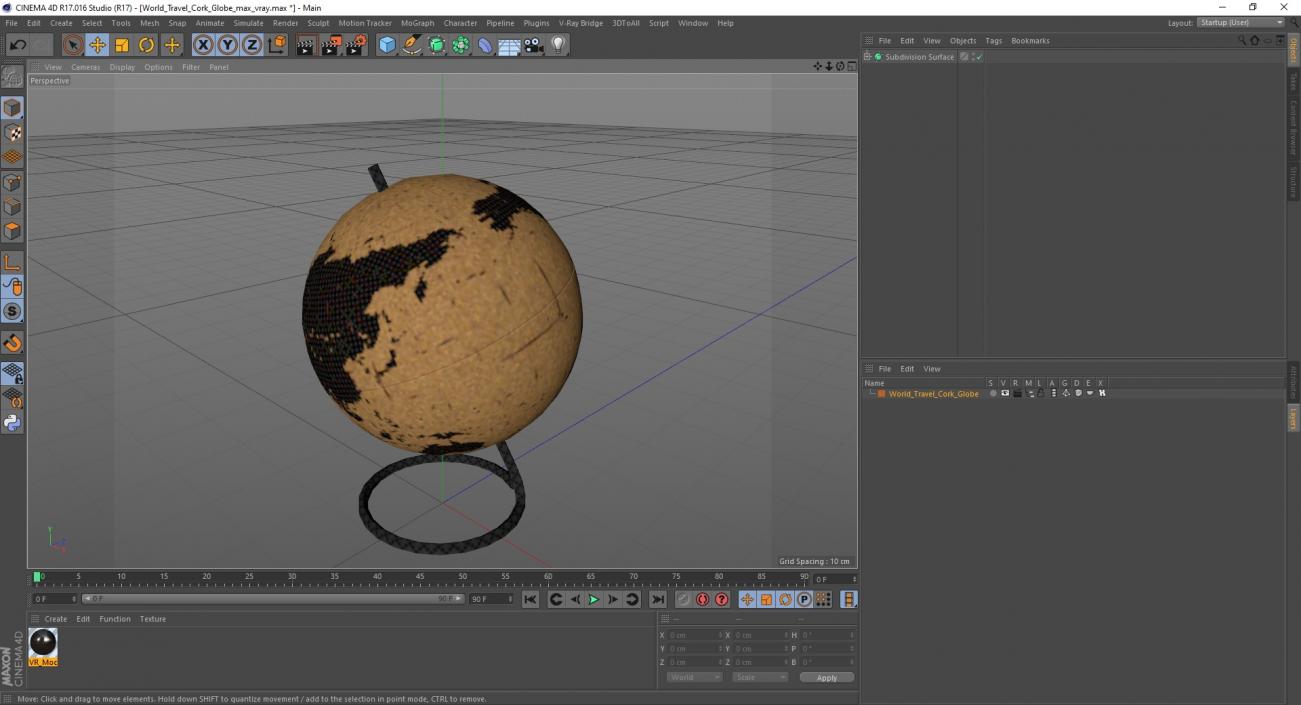 3D World Travel Cork Globe model