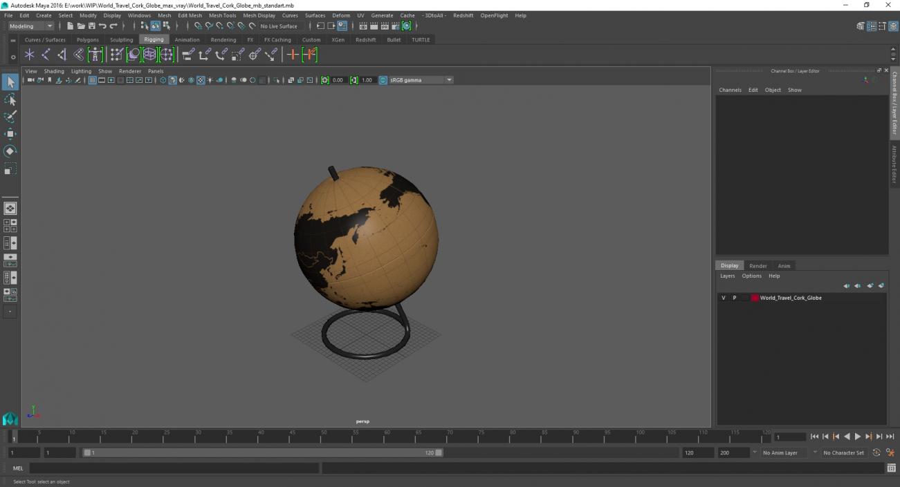 3D World Travel Cork Globe model