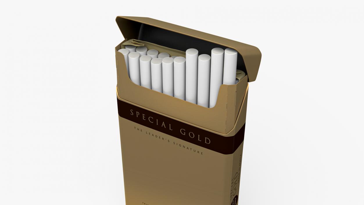 Open Pack of Cigarettes Super Slim Gold 3D model