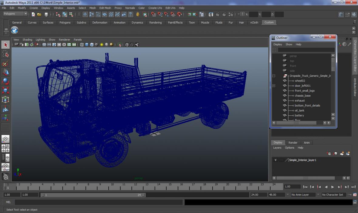 3D Dropside Truck Generic Simple Interior model