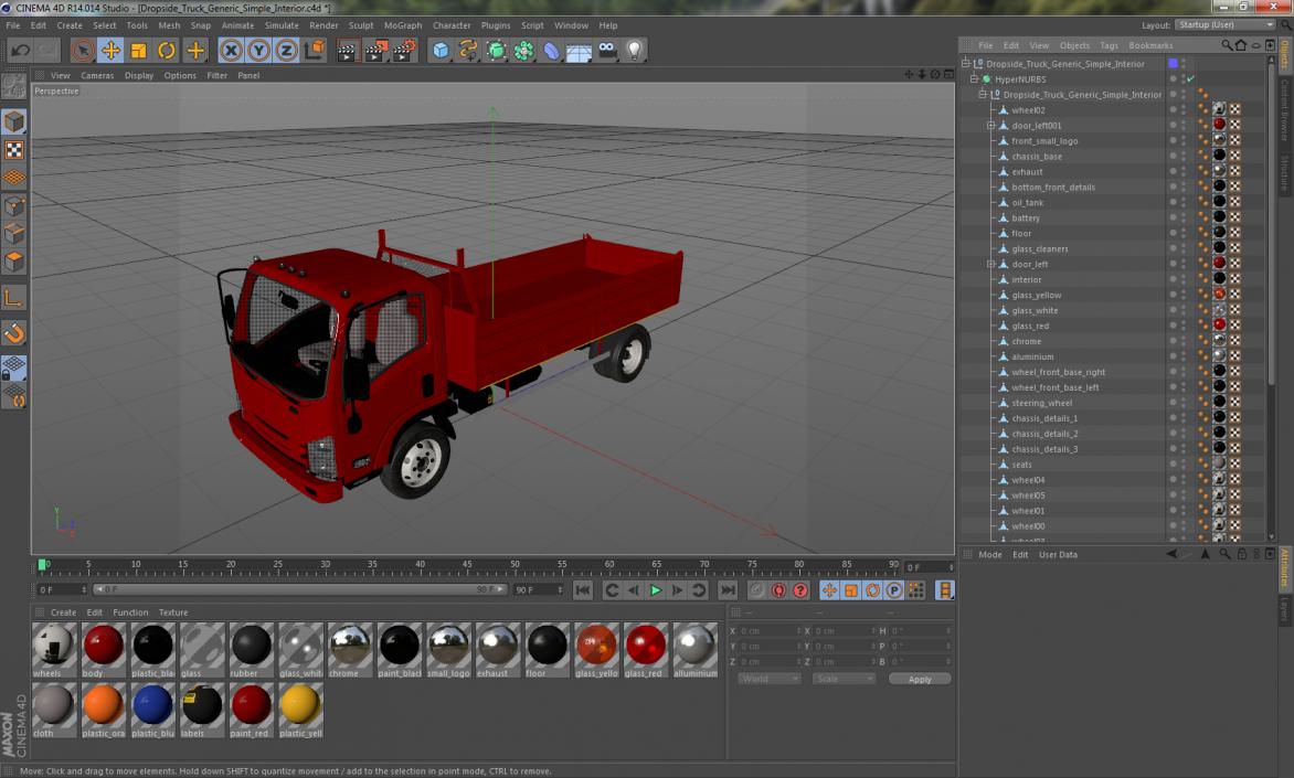 3D Dropside Truck Generic Simple Interior model