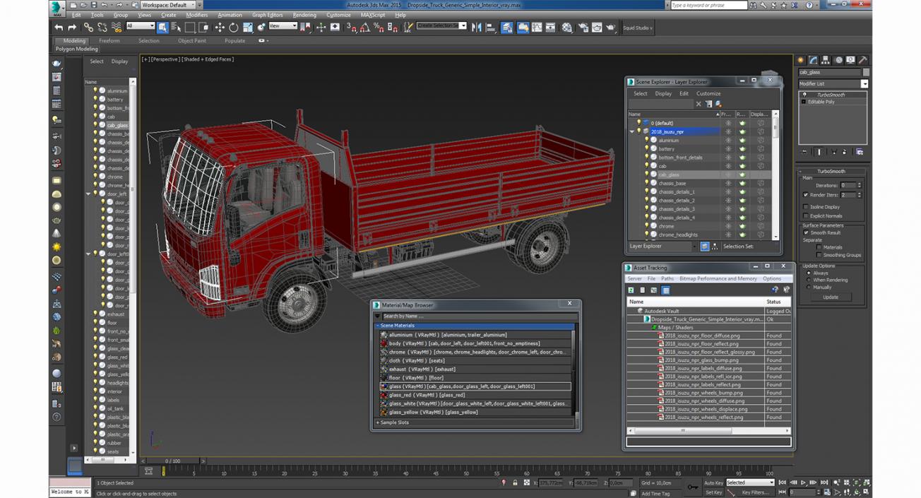 3D Dropside Truck Generic Simple Interior model