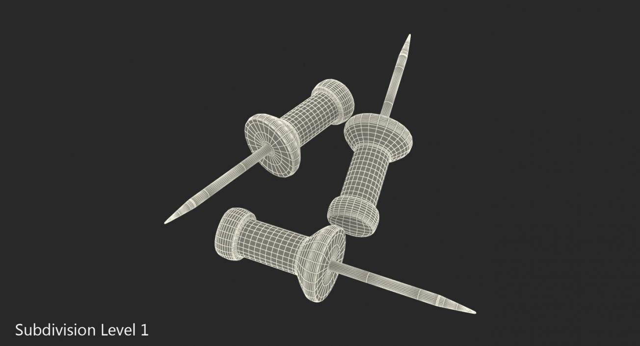 3D Metallic Push Pins model