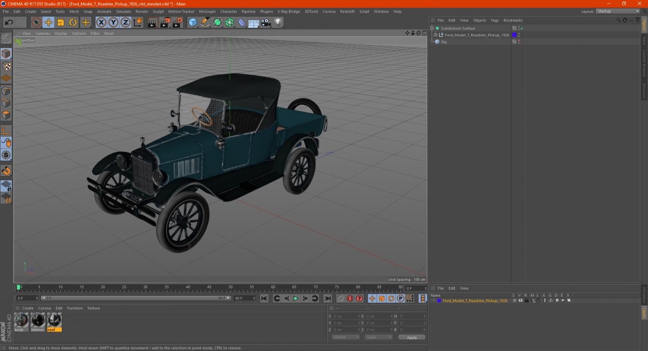 3D Ford Model T Roadster Pickup 1926 model