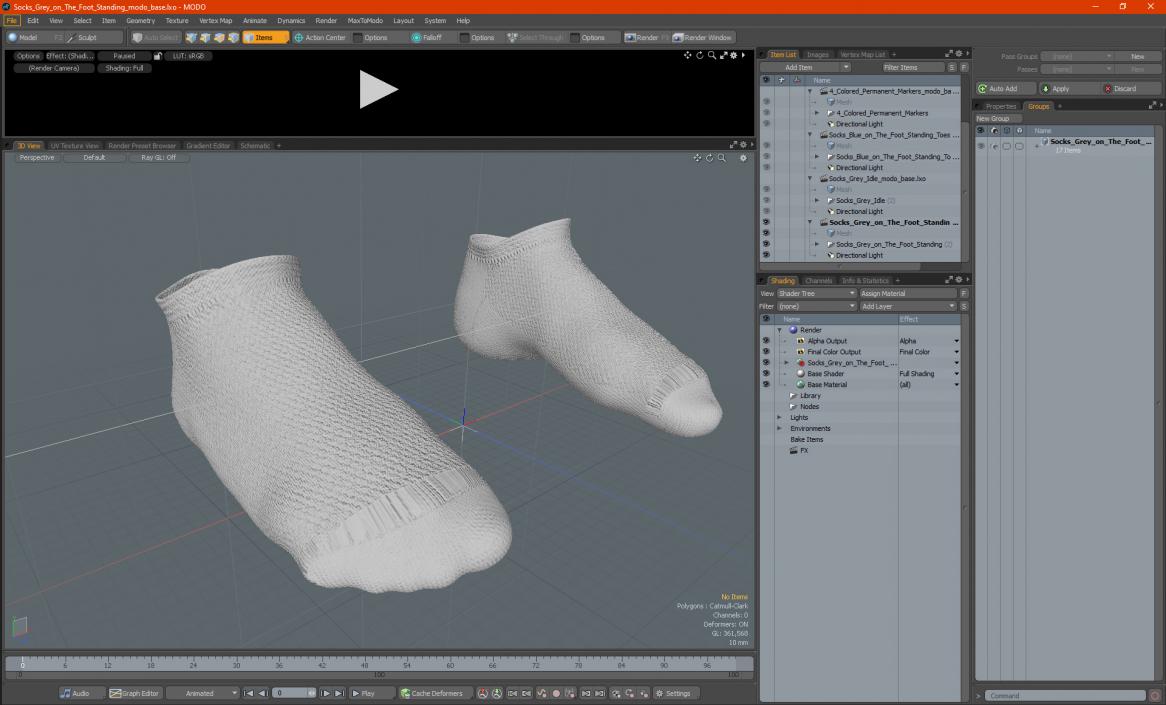 3D Socks Grey on The Foot Standing