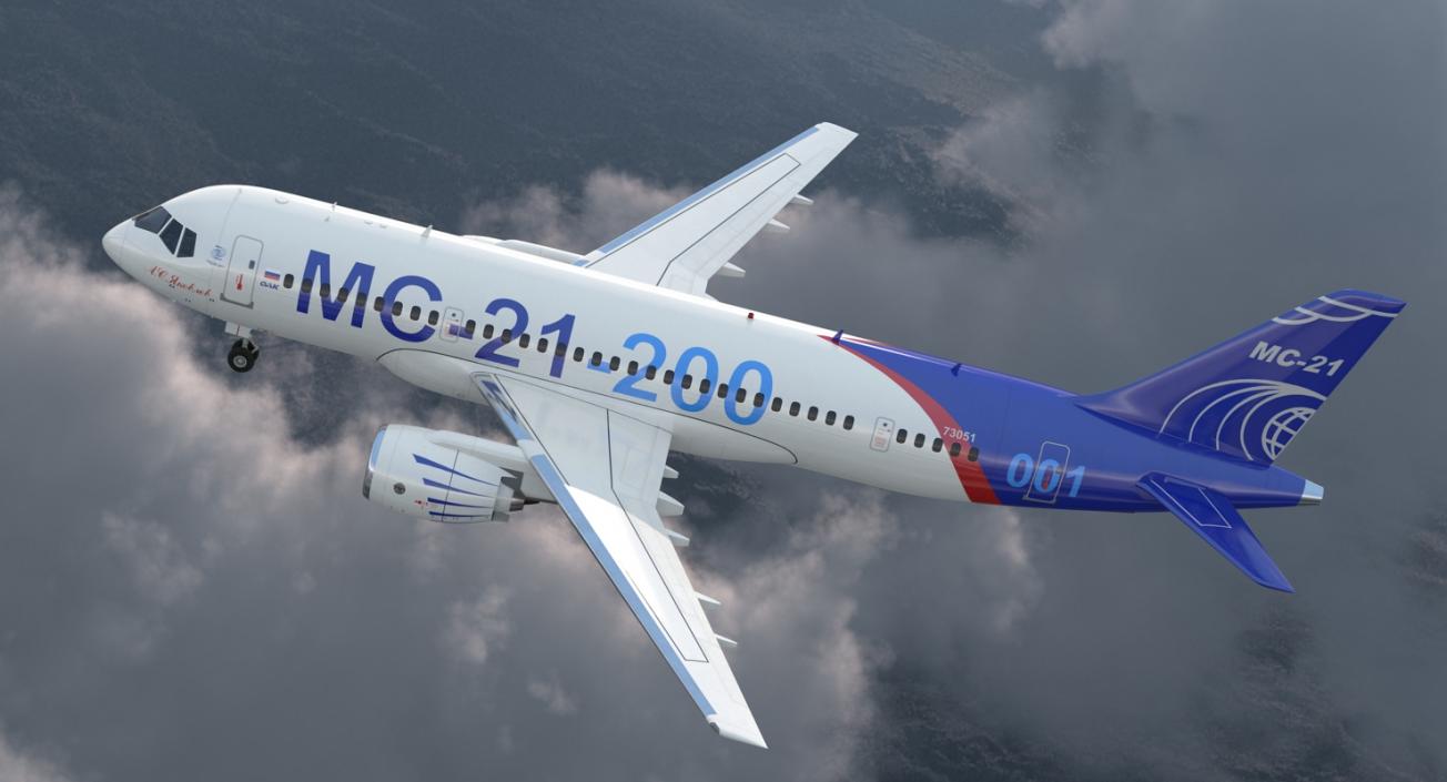 3D Twinjet Airliner MC-21 200 Rigged model