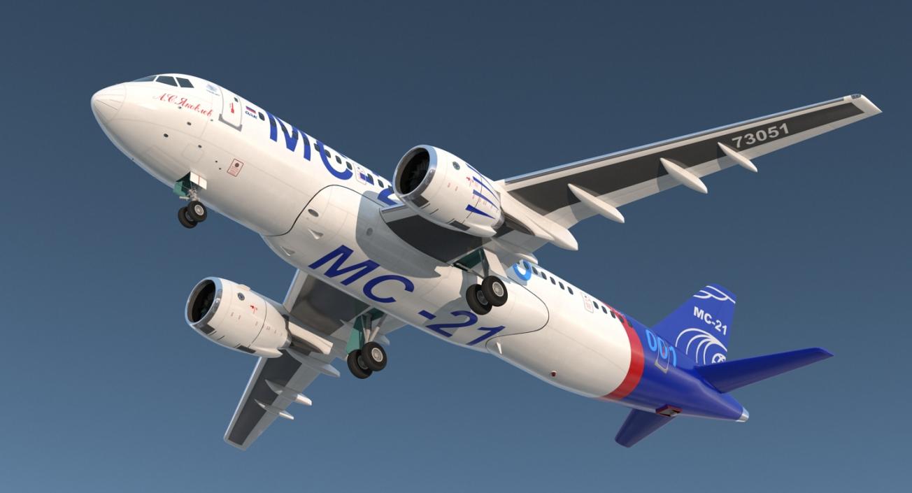 3D Twinjet Airliner MC-21 200 Rigged model