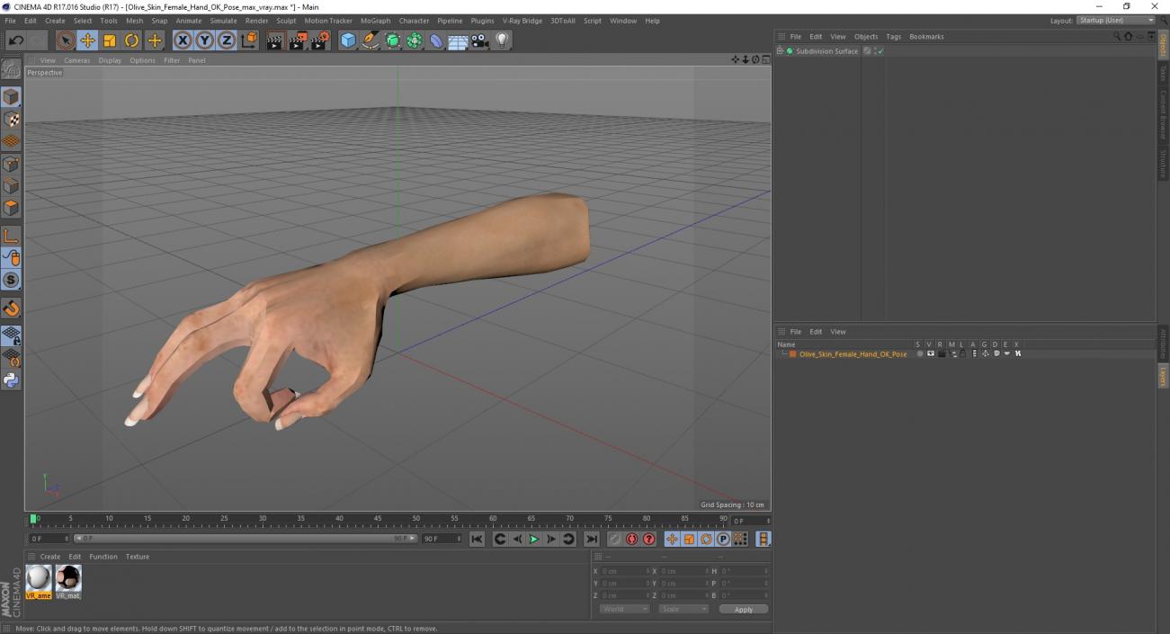 3D model Olive Skin Female Hand OK Pose