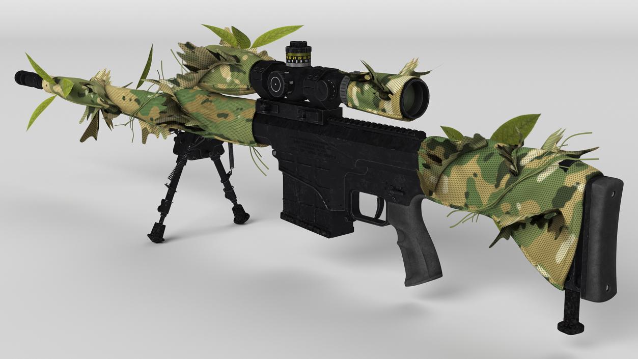 3D Rifle Barrett 98 Bravo Camo Cover model