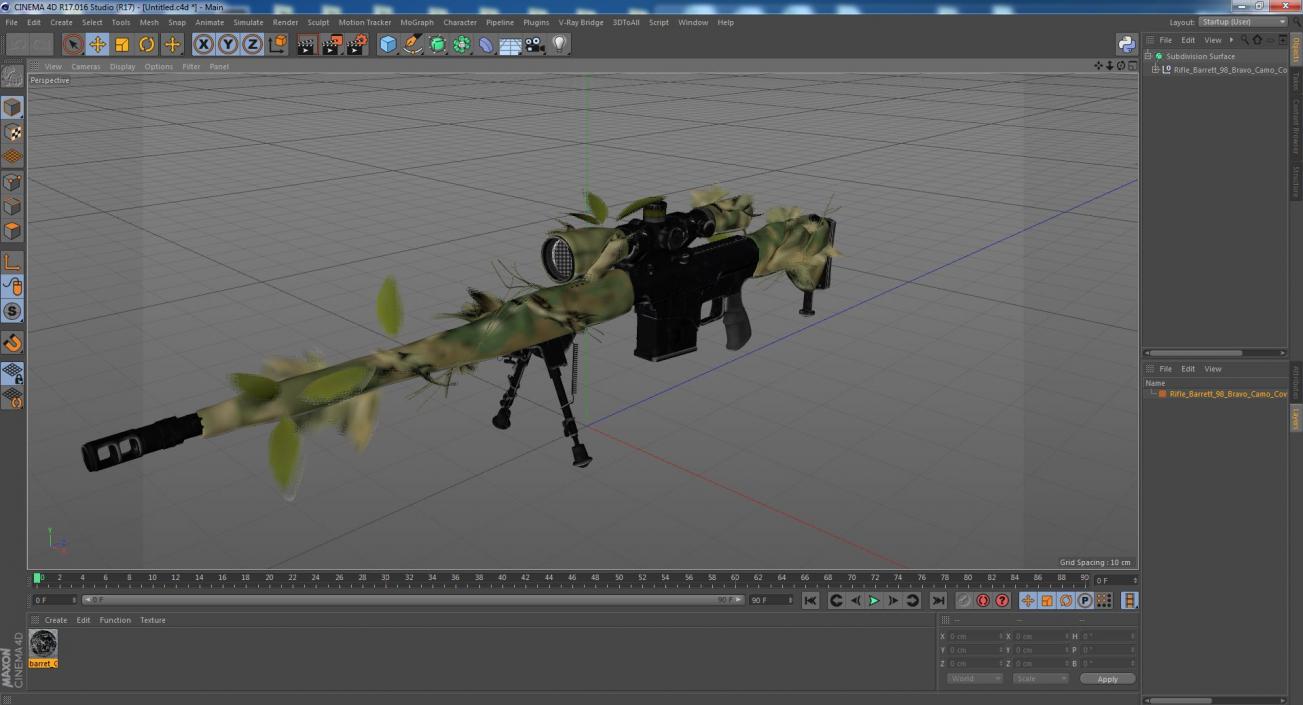 3D Rifle Barrett 98 Bravo Camo Cover model