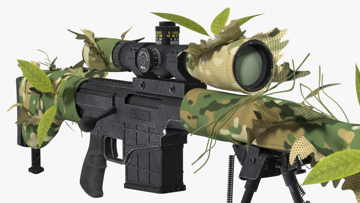 3D Rifle Barrett 98 Bravo Camo Cover model