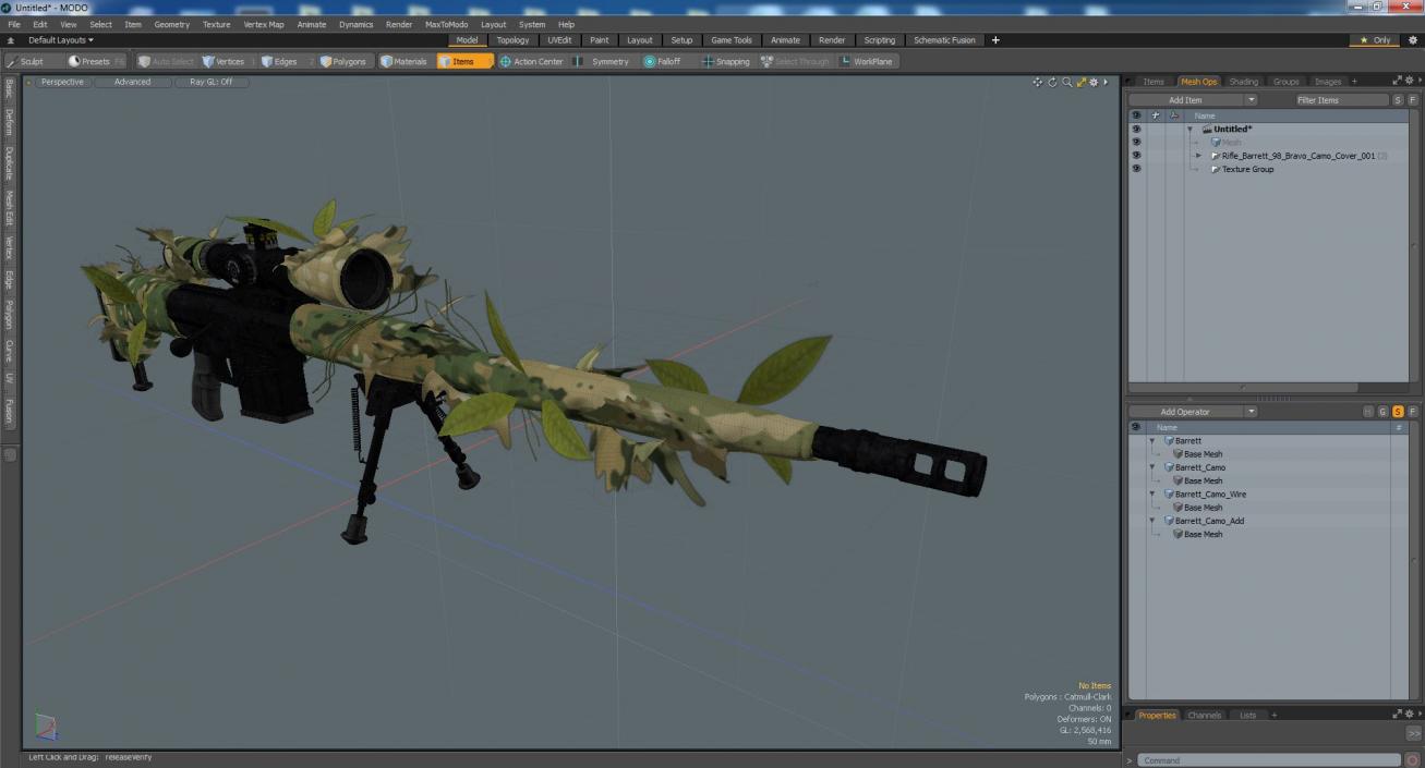 3D Rifle Barrett 98 Bravo Camo Cover model