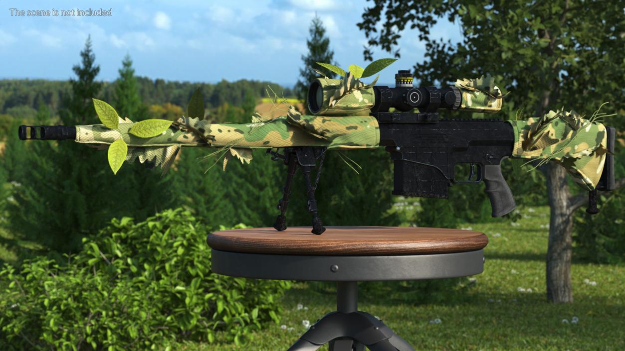 3D Rifle Barrett 98 Bravo Camo Cover model