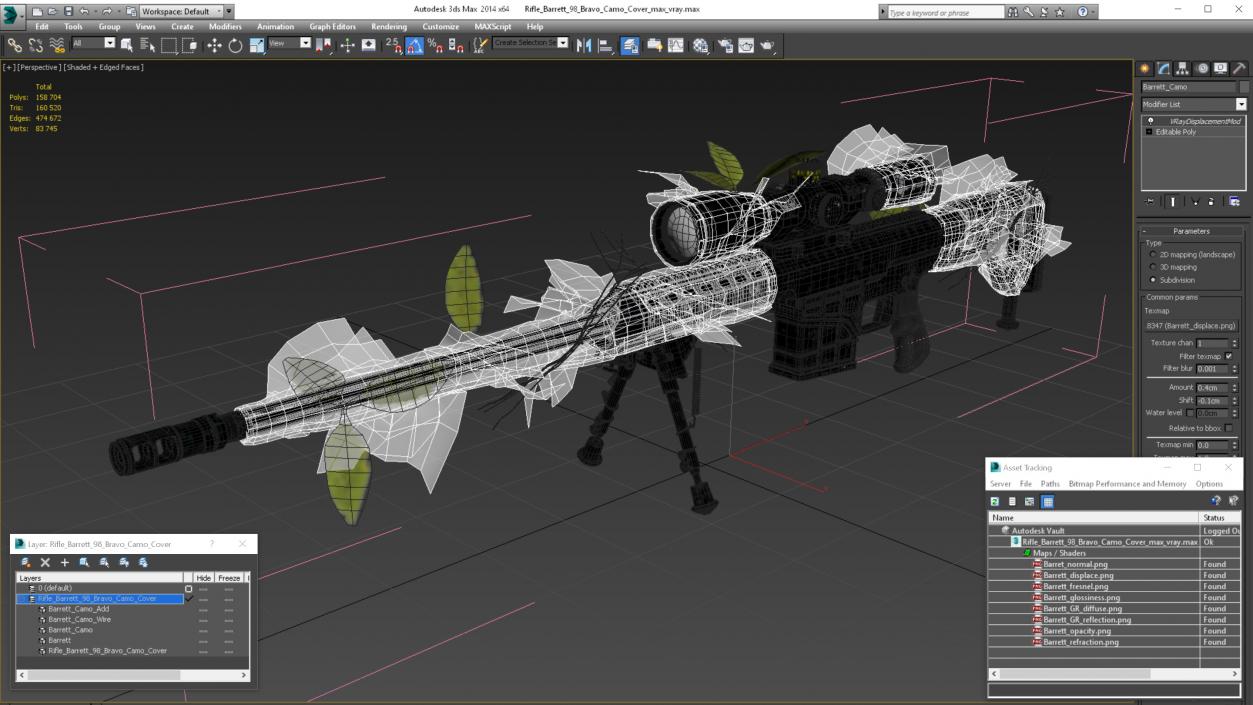 3D Rifle Barrett 98 Bravo Camo Cover model