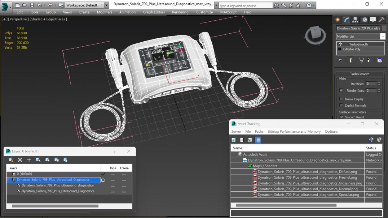 3D Dynatron Solaris 709 Plus Ultrasound Diagnostics model