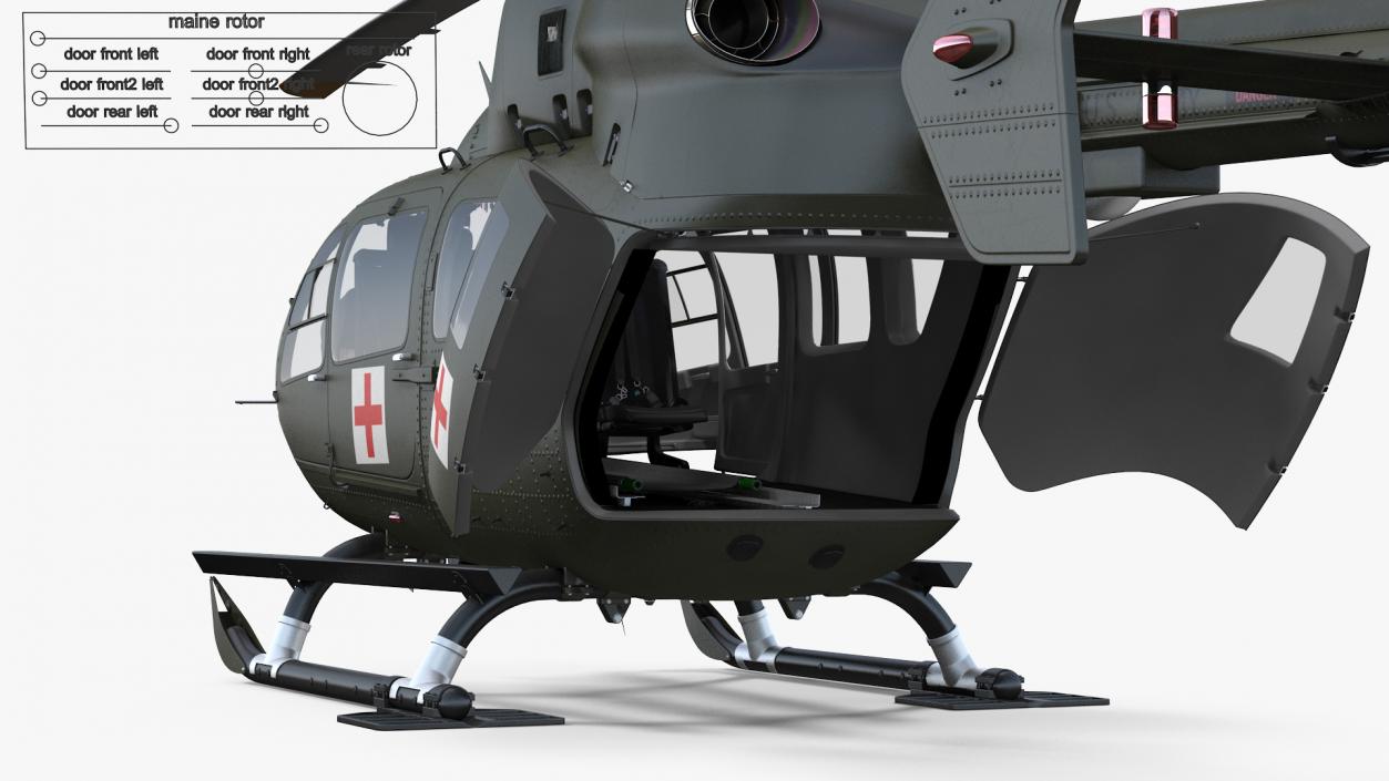 Eurocopter H-72 Lakota Rigged 3D model