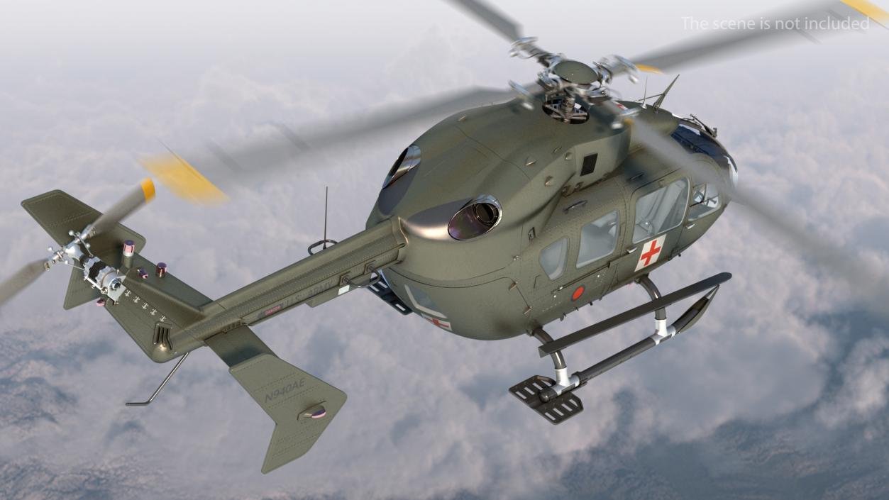 Eurocopter H-72 Lakota Rigged 3D model