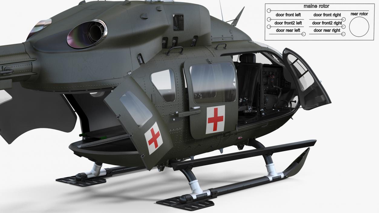 Eurocopter H-72 Lakota Rigged 3D model