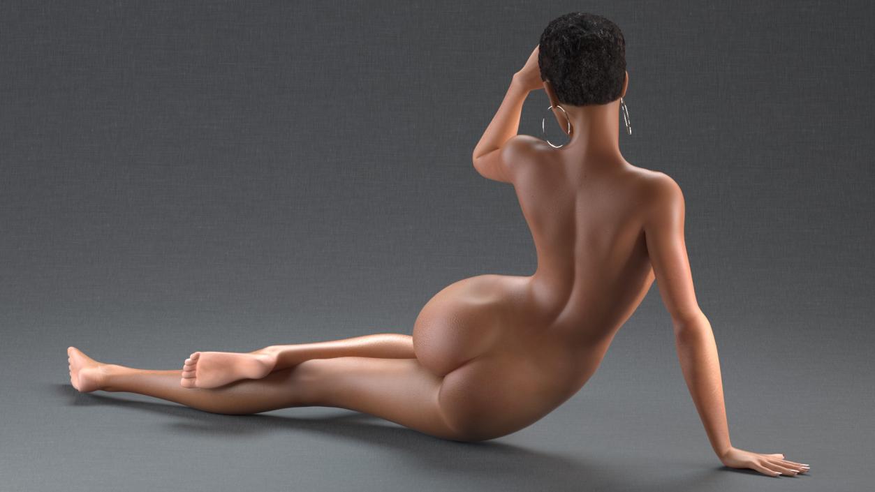 Nude Light Skin Black Woman 3D