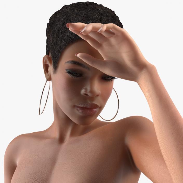 Nude Light Skin Black Woman 3D