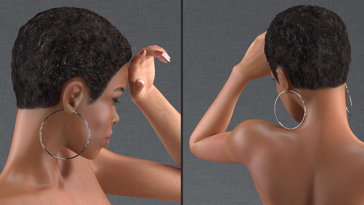 Nude Light Skin Black Woman 3D