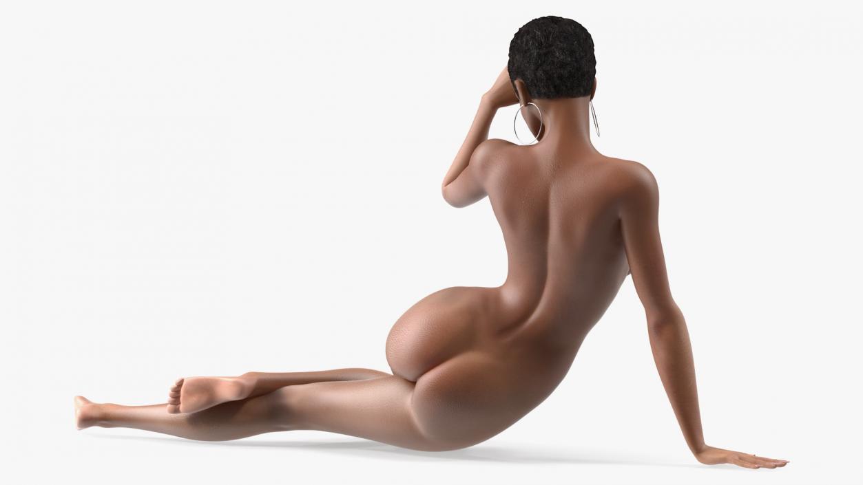 Nude Light Skin Black Woman 3D