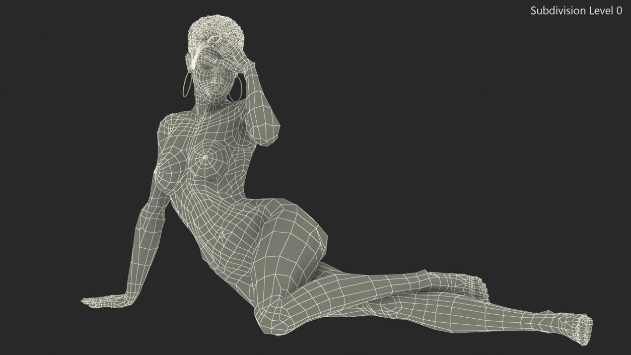 Nude Light Skin Black Woman 3D