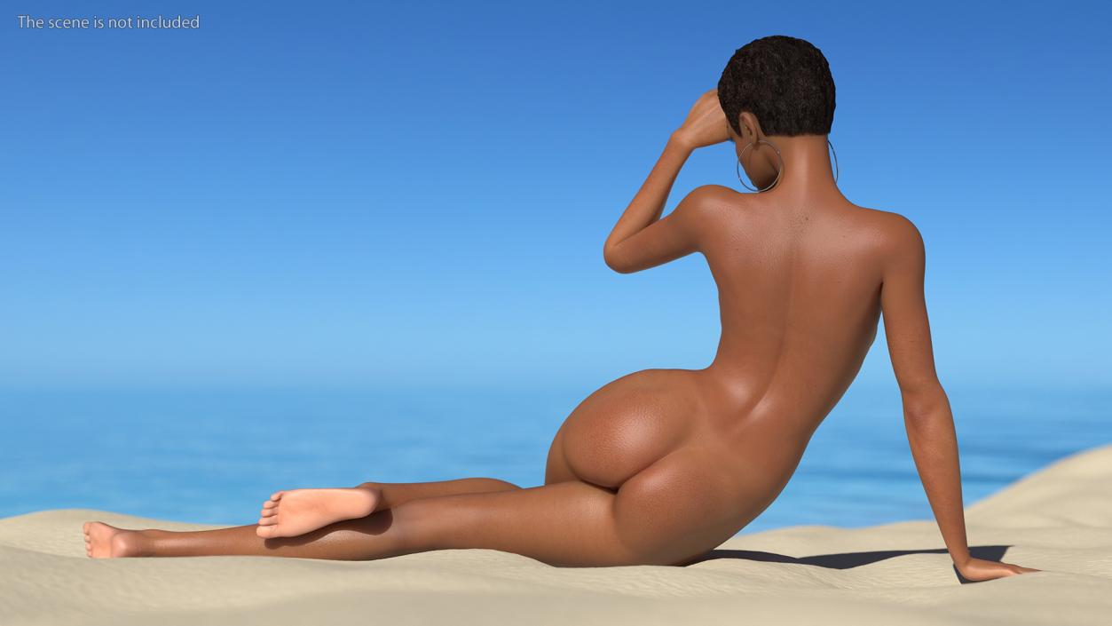 Nude Light Skin Black Woman 3D