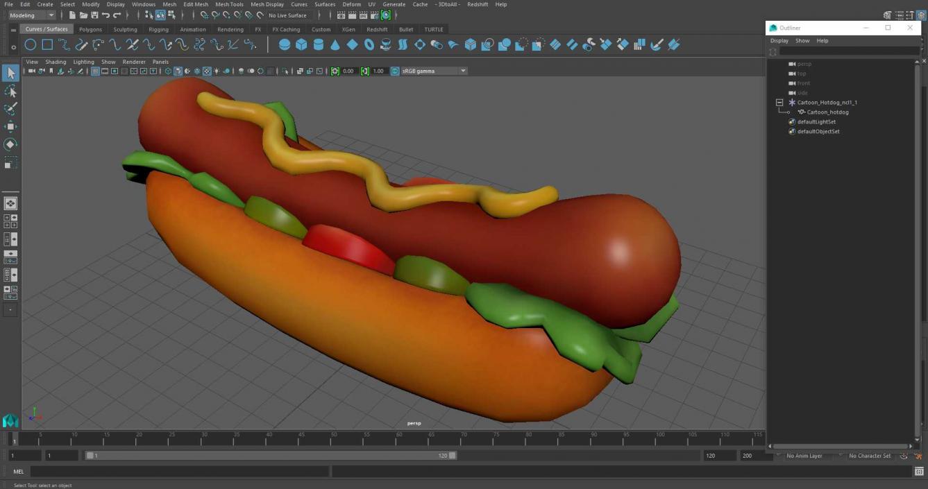 Cartoon Hotdog 3D model