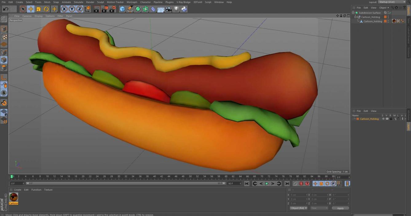 Cartoon Hotdog 3D model