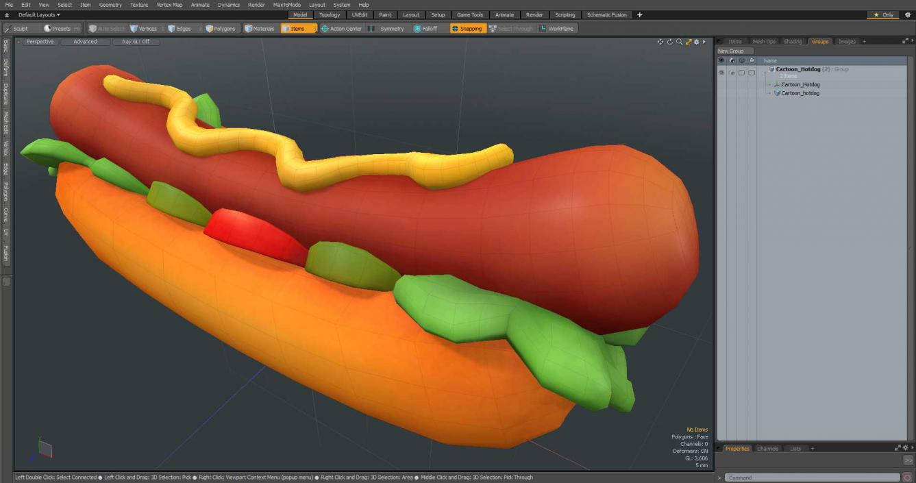 Cartoon Hotdog 3D model