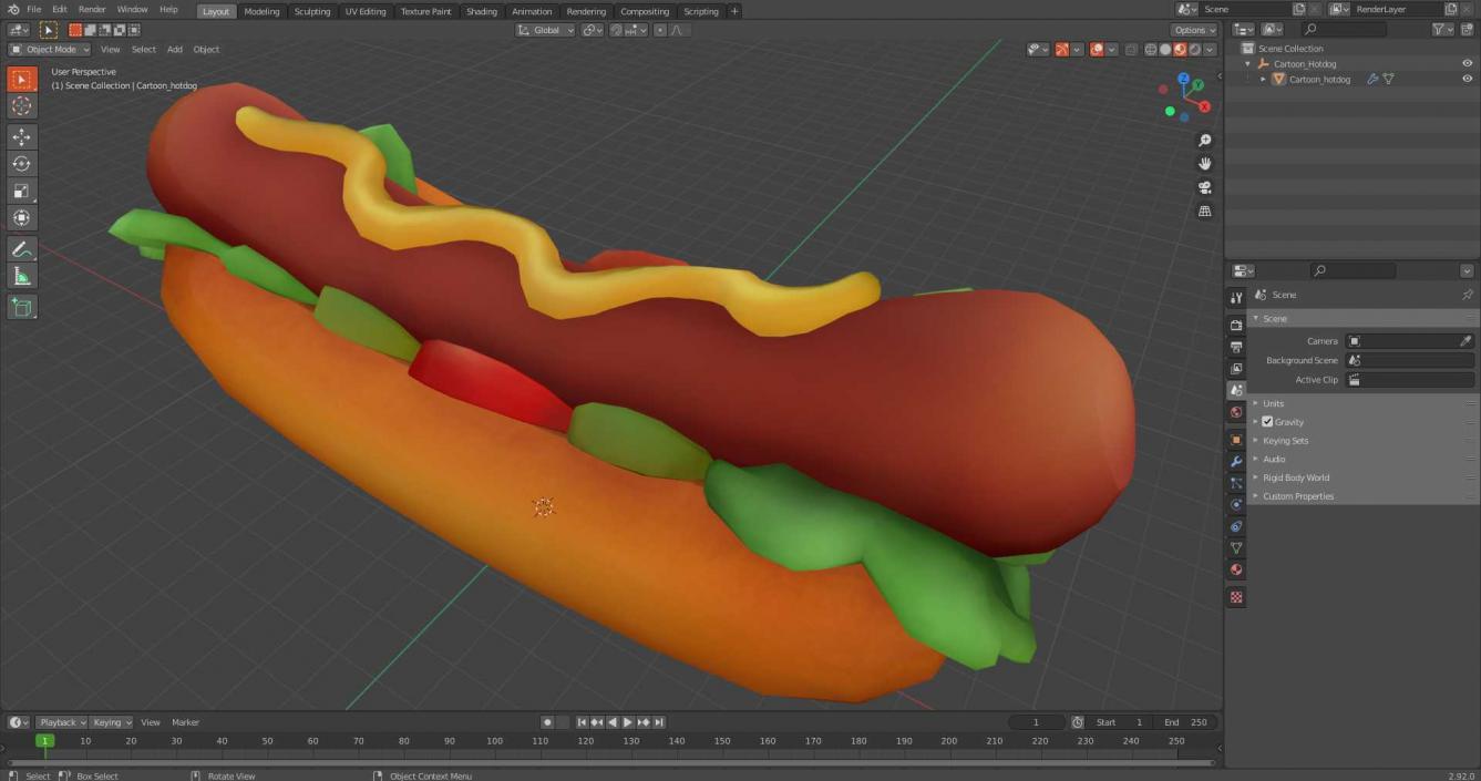 Cartoon Hotdog 3D model