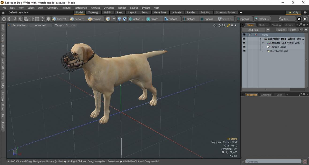 3D model Labrador Dog White with Muzzle