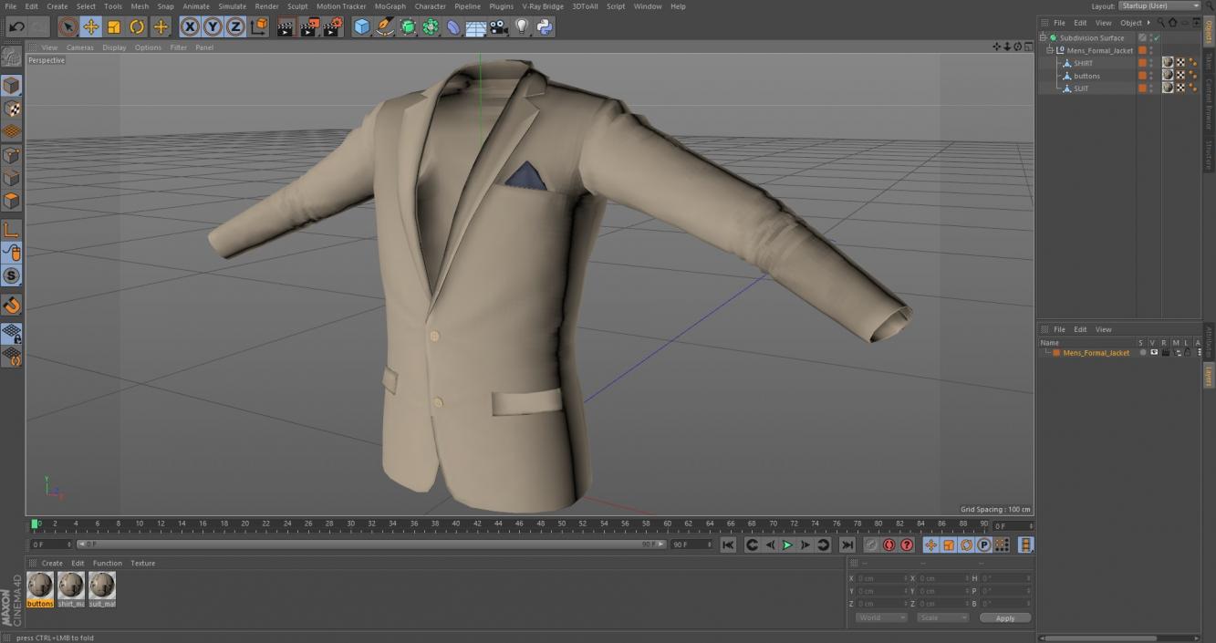 3D Mens Formal Jacket model