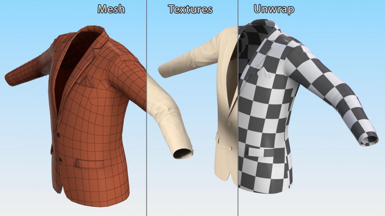 3D Mens Formal Jacket model