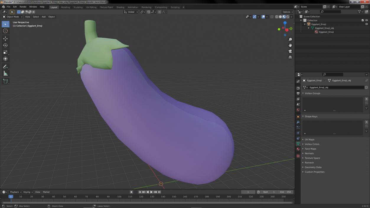 Eggplant Emoji 3D model