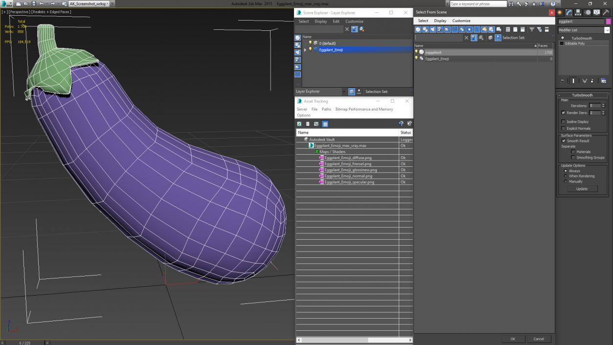 Eggplant Emoji 3D model