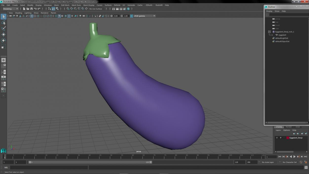 Eggplant Emoji 3D model