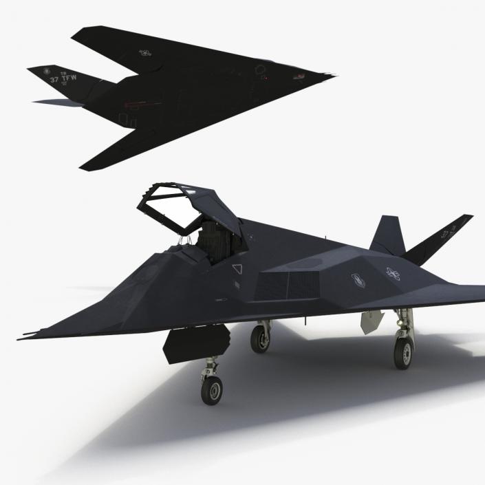 3D Lockheed F-117 Nighthawk Stealth Aircraft Rigged model